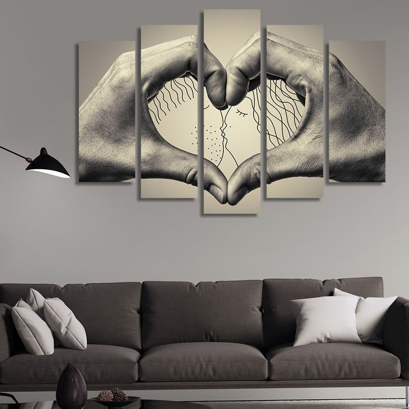 Kissing Heart – five-piece modular wall art