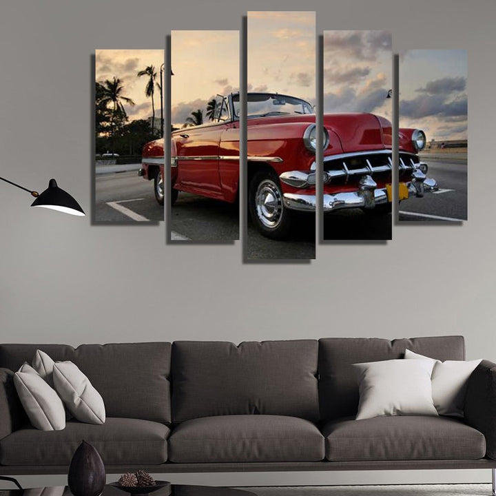 Car in Havana – five-piece modular wall art
