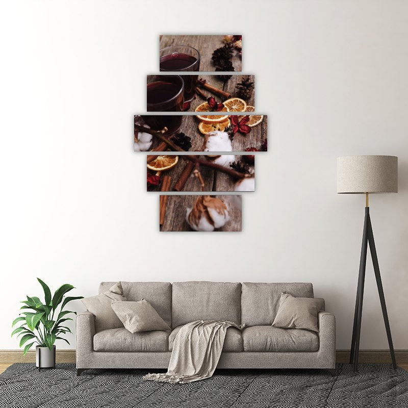 Winter Coziness – five-piece modular wall art