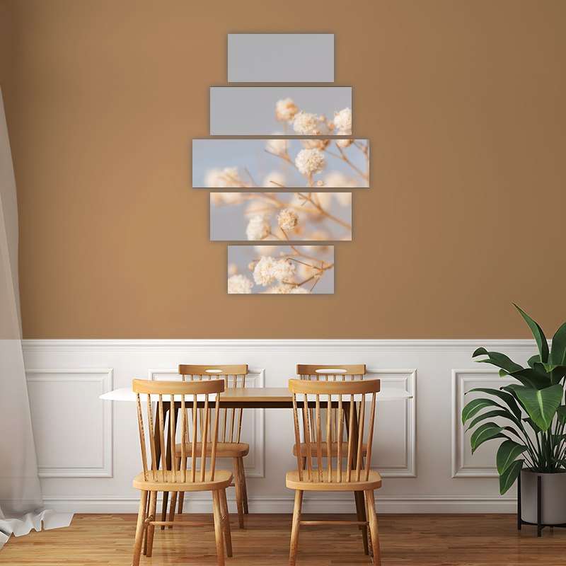 Blooming Flowers – five-piece modular wall art