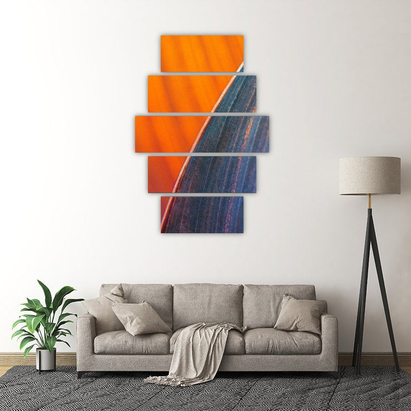 Blue Leaf – five-piece modular wall art