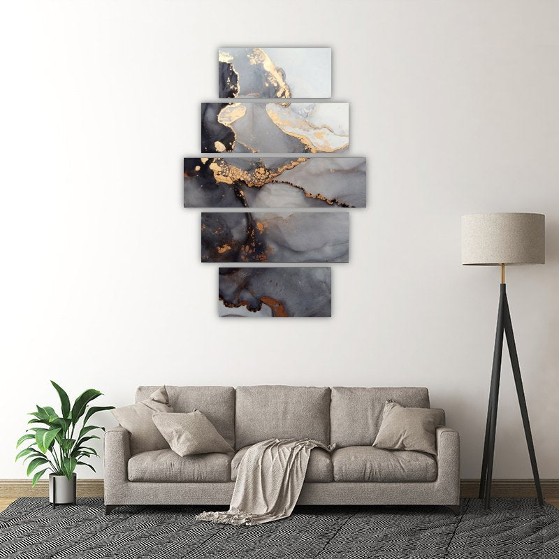 Golden Cloud – five-piece modular wall art
