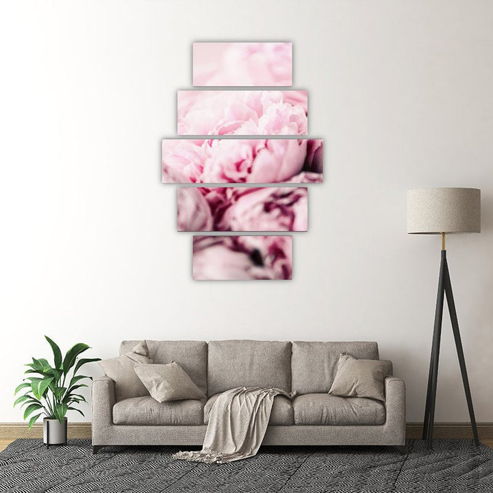 Cozy Peonies – five-piece modular wall art