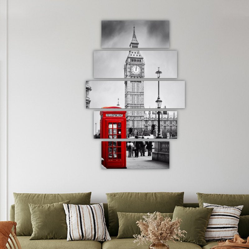 Accent - Phone Booth – five-piece modular wall art