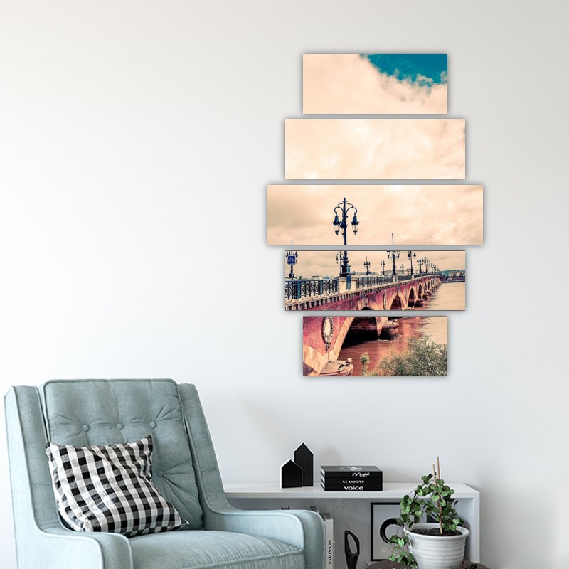 Pont de Pierre, Bordeaux – five-piece modular wall art