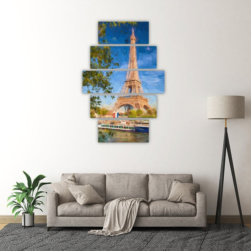 Oil Painting - Paris – five-piece modular wall art