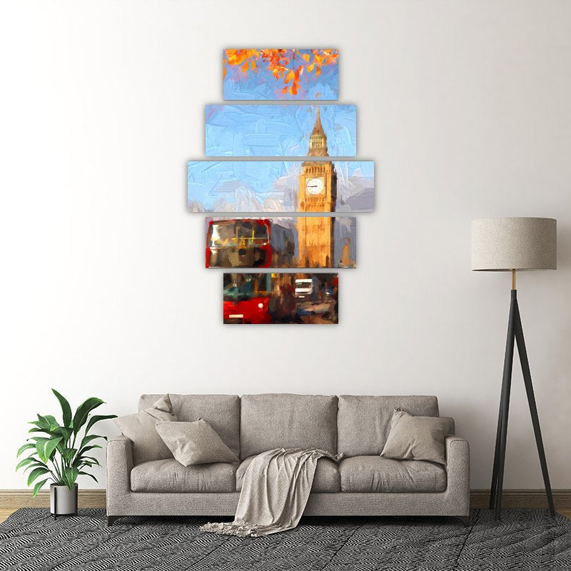 Oil Painting - London – five-piece modular wall art