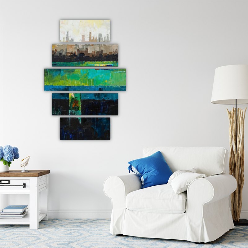 Abstract Urban Painting – five-piece modular wall art