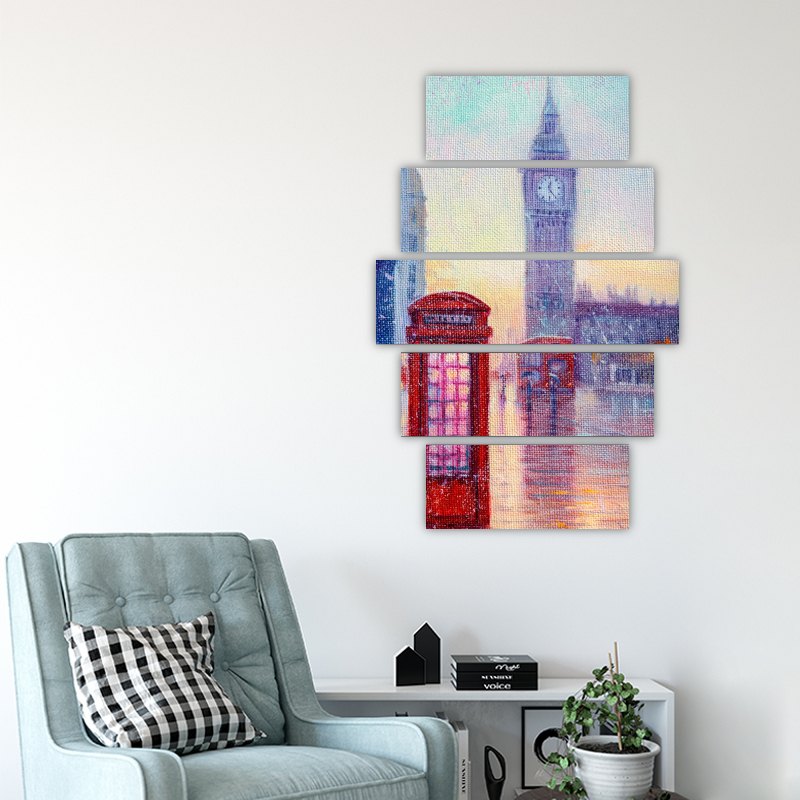 Rainy London – five-piece modular wall art