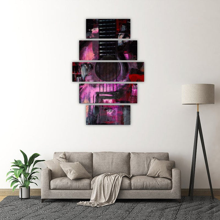 Purple Guitar – five-piece modular wall art