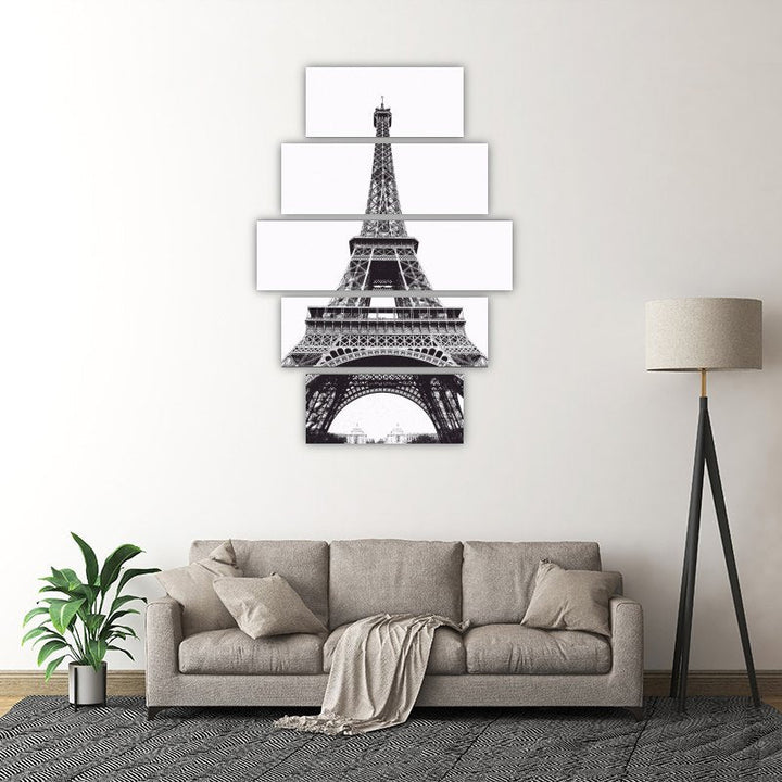 Black and White Photo, Eiffel Tower – five-piece modular wall art