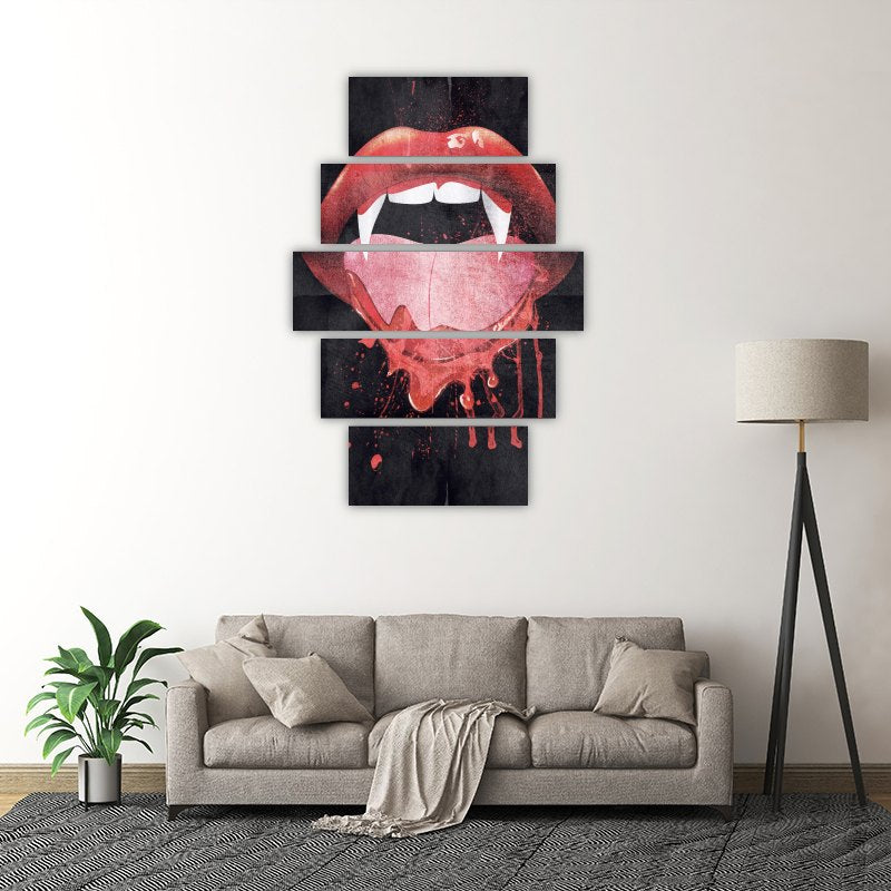 Vampire Lips – five-piece modular wall art