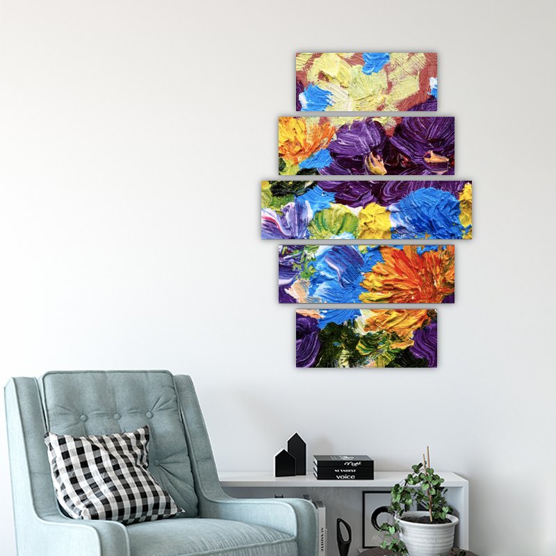 Bouquet of Spring Flowers – five-piece modular wall art
