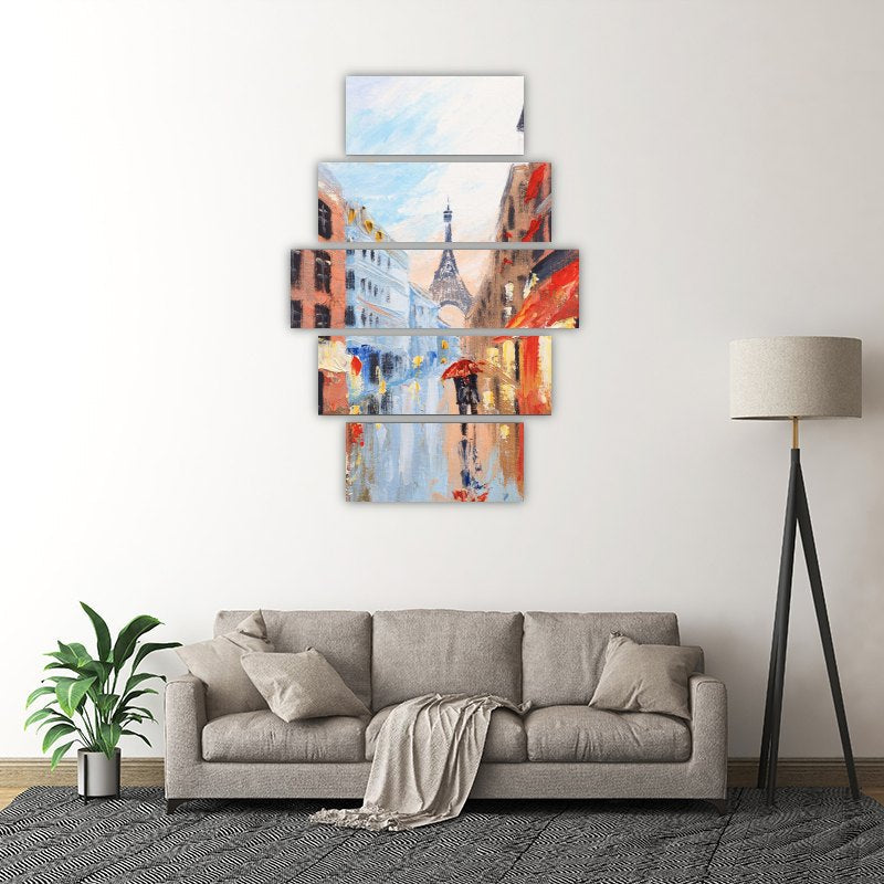 Rainy Day in Paris – five-piece modular wall art
