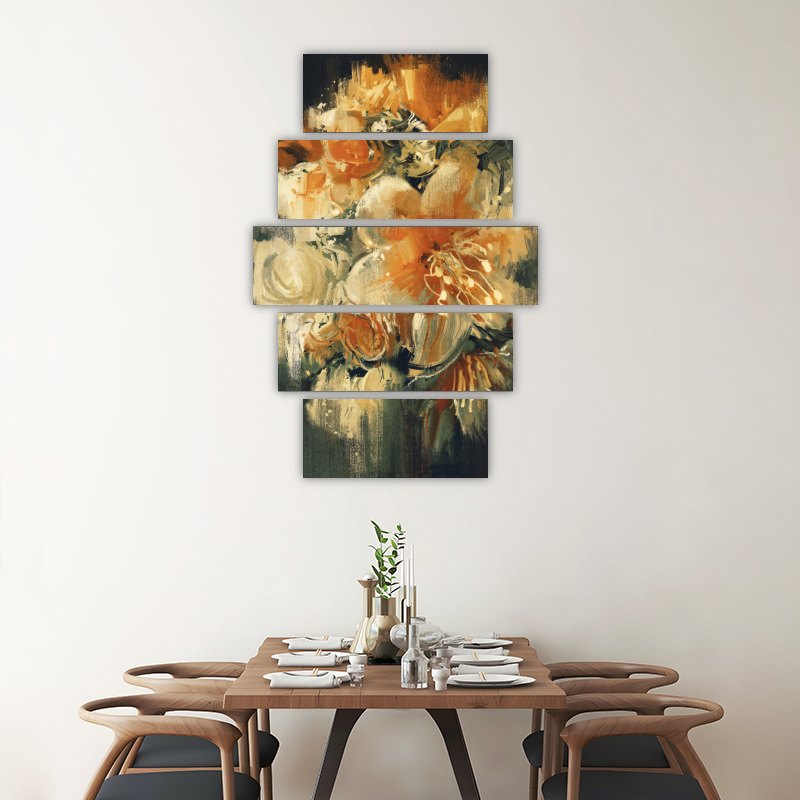 Orange Lilies – five-piece modular wall art