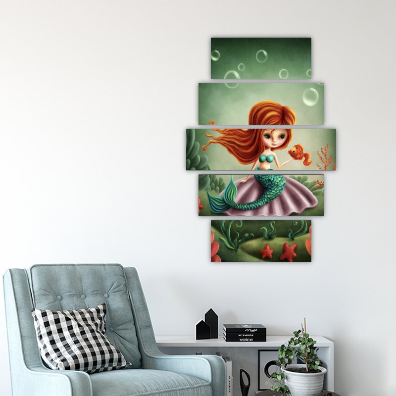 The Little Mermaid – five-piece modular wall art
