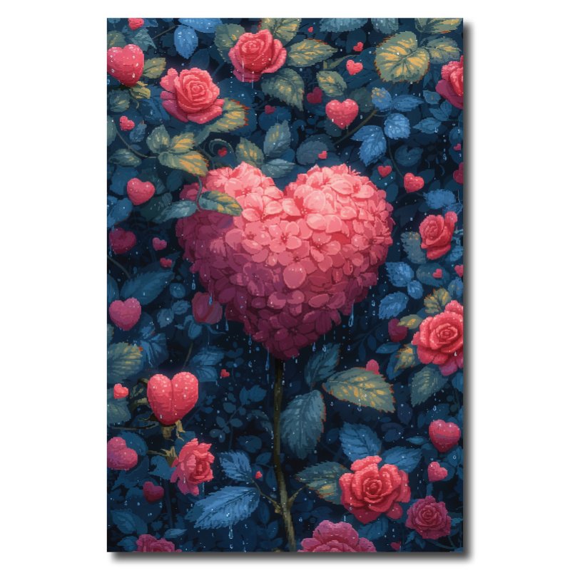 Pink Heart: A Wreath of Passion – five-piece modular wall art