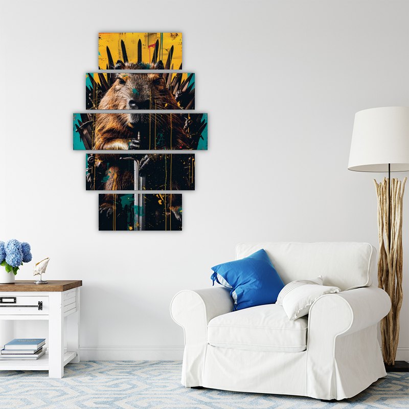 The Mad Capybara – five-piece modular wall art