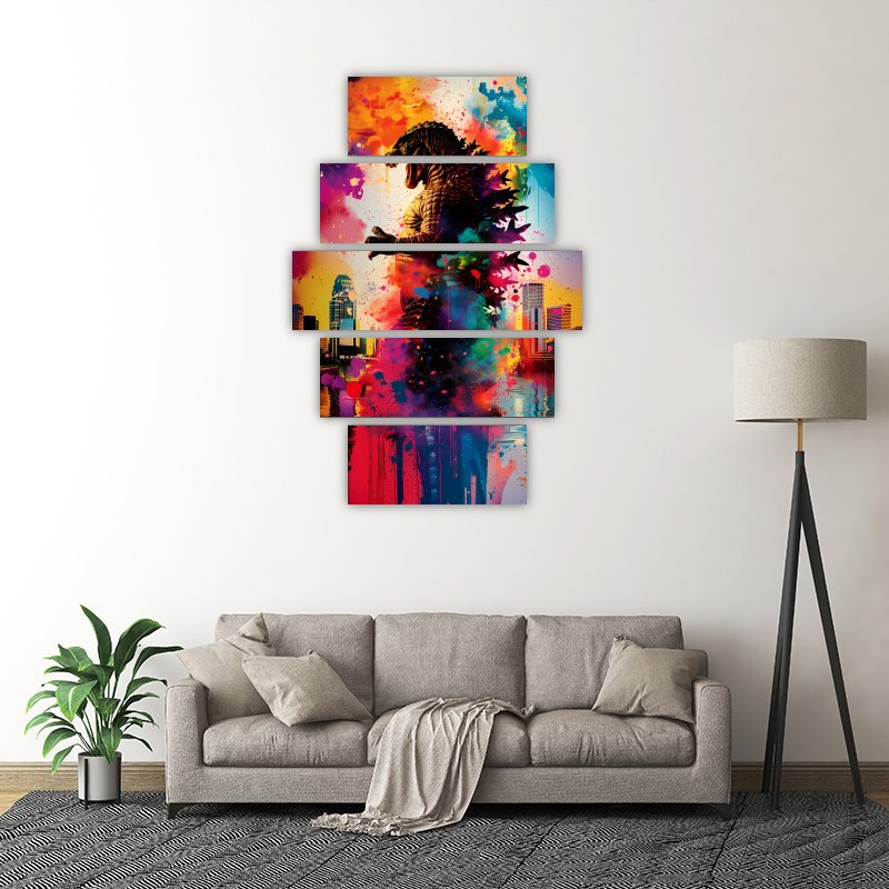 Godzilla - Colorful – five-piece modular wall art