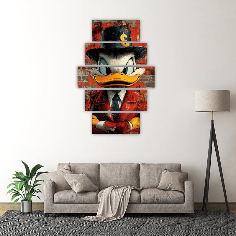 Business Donald Duck – five-piece modular wall art
