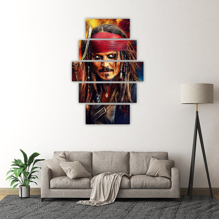 Captain Jack Sparrow – five-piece modular wall art